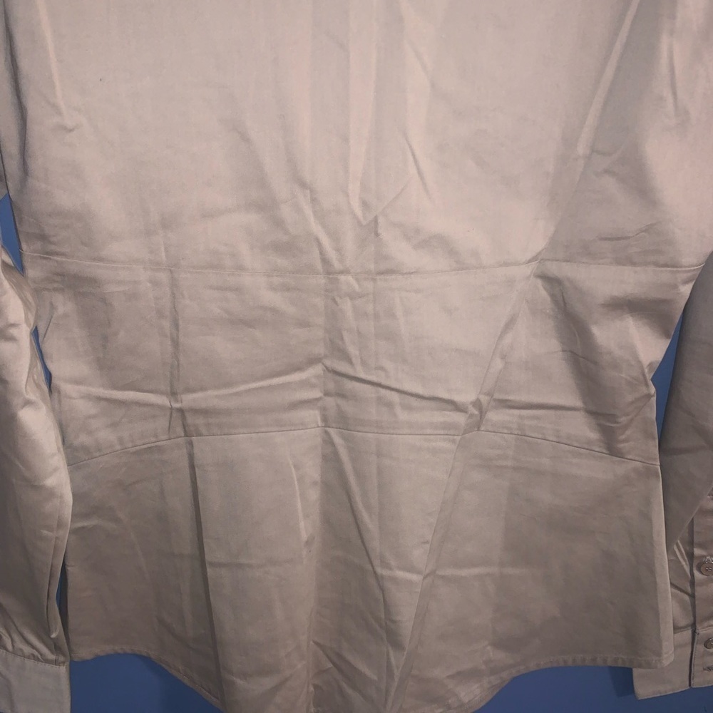 New York and Company tan long sleeve button down shirt - Picture 9 of 11